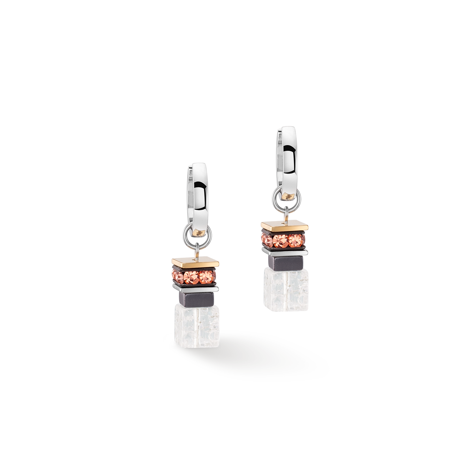 Boucles d'oreilles Créole Chunky Cubes & Chain Runway Exlusive Bicolor