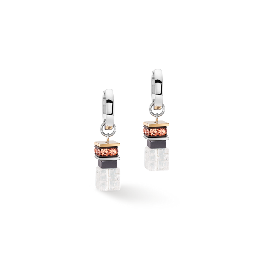 Boucles d'oreilles Créole Chunky Cubes & Chain Runway Exlusive Bicolor