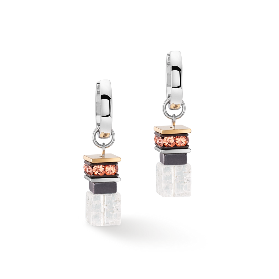 Boucles d'oreilles Créole Chunky Cubes & Chain Runway Exlusive Bicolor