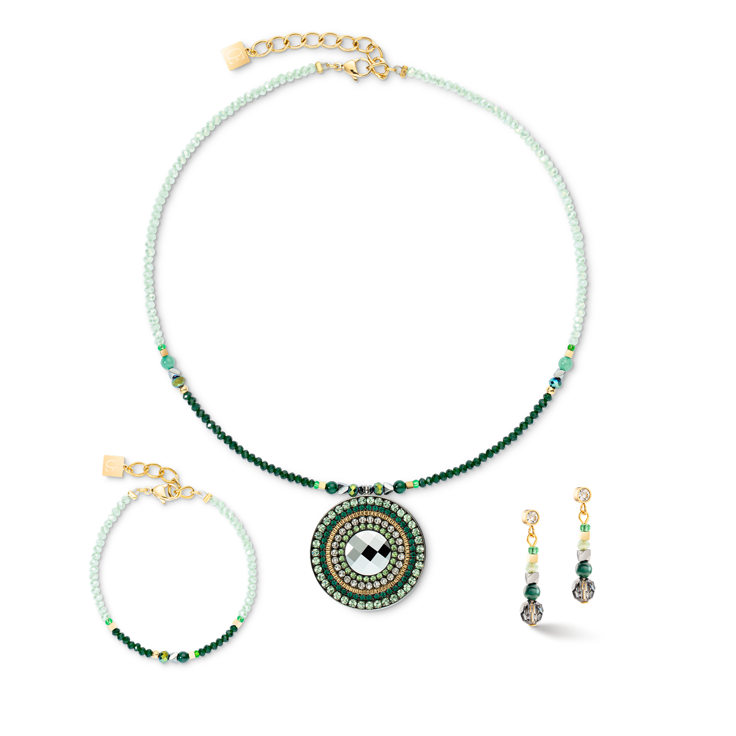 Boucles d'oreilles Amulette Glamorous Green or