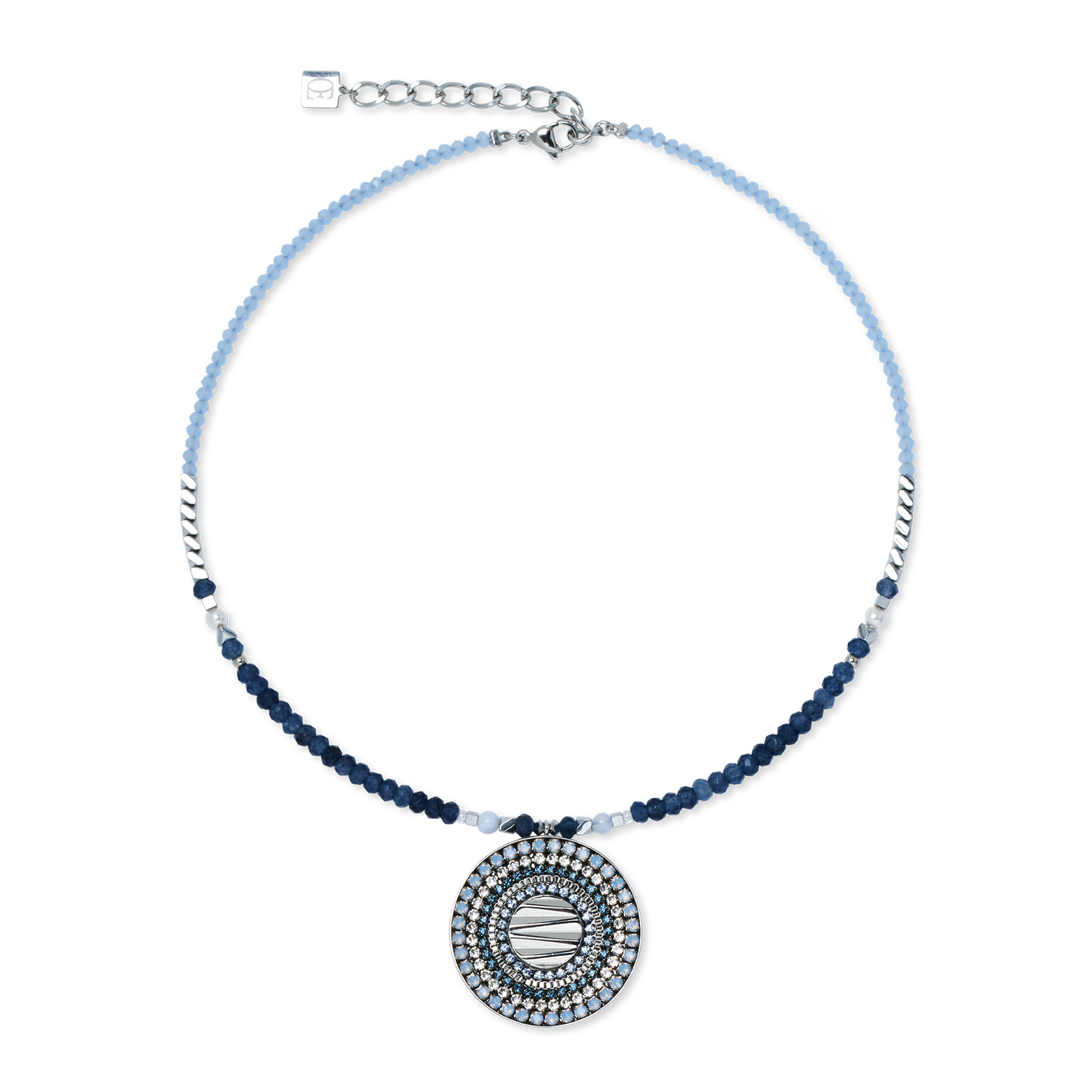 Collier Amulette Modern Future argent-bleu