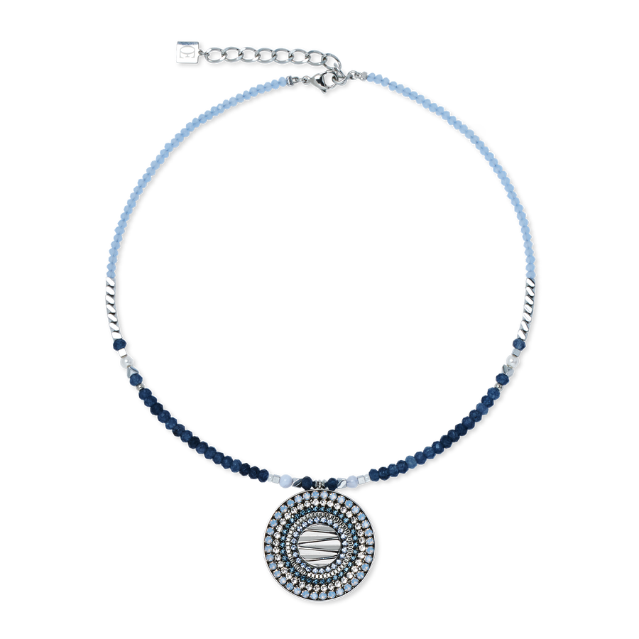 Collier Amulette Modern Future argent-bleu