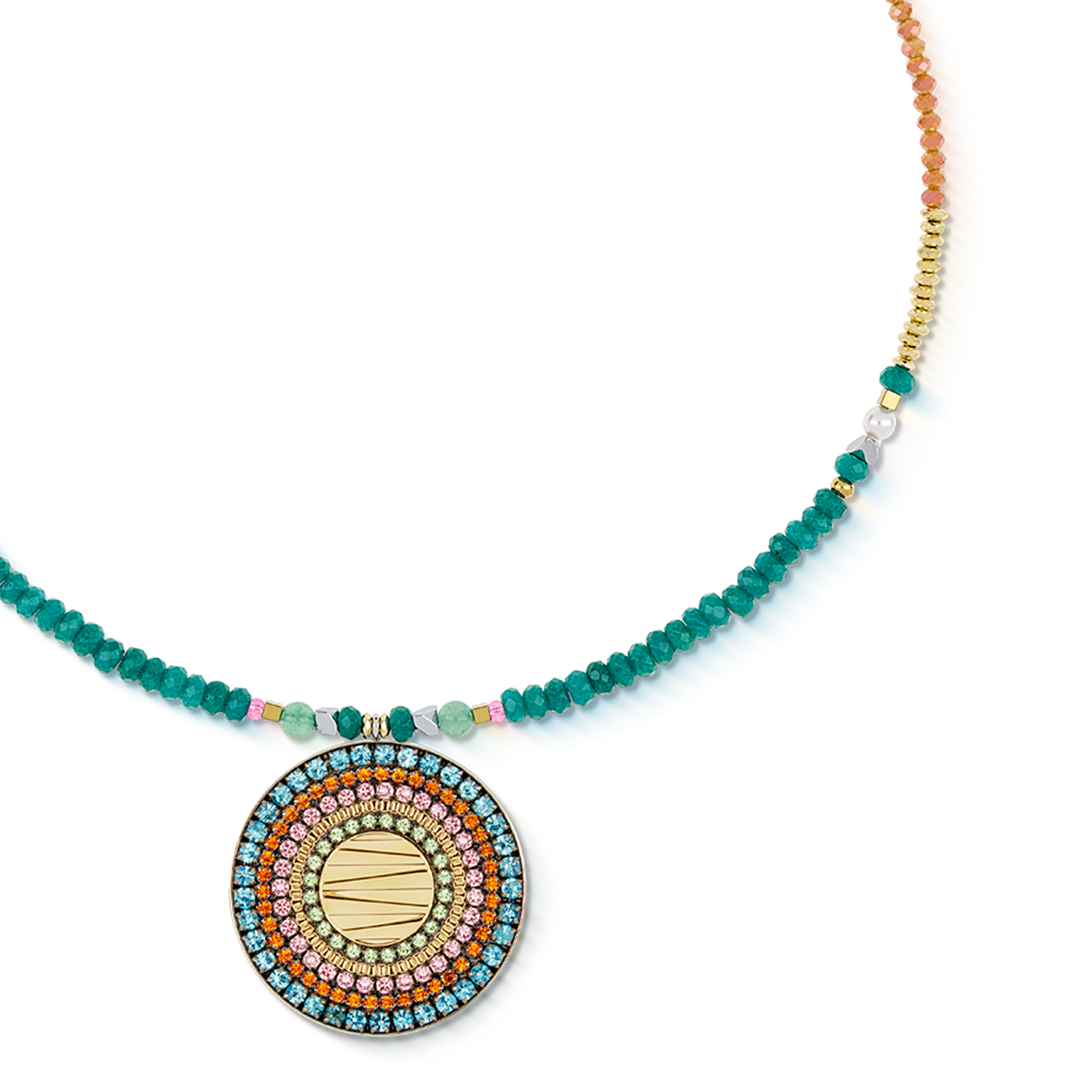 Collier Amulette Modern Future or multicolore Boho