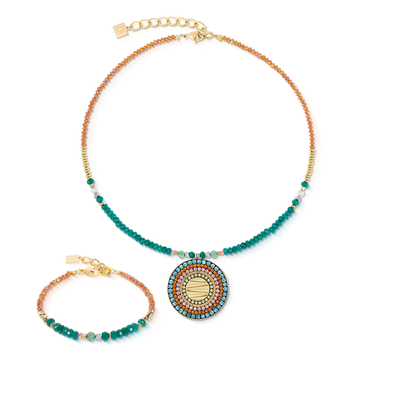 Collier Amulette Modern Future or multicolore Boho