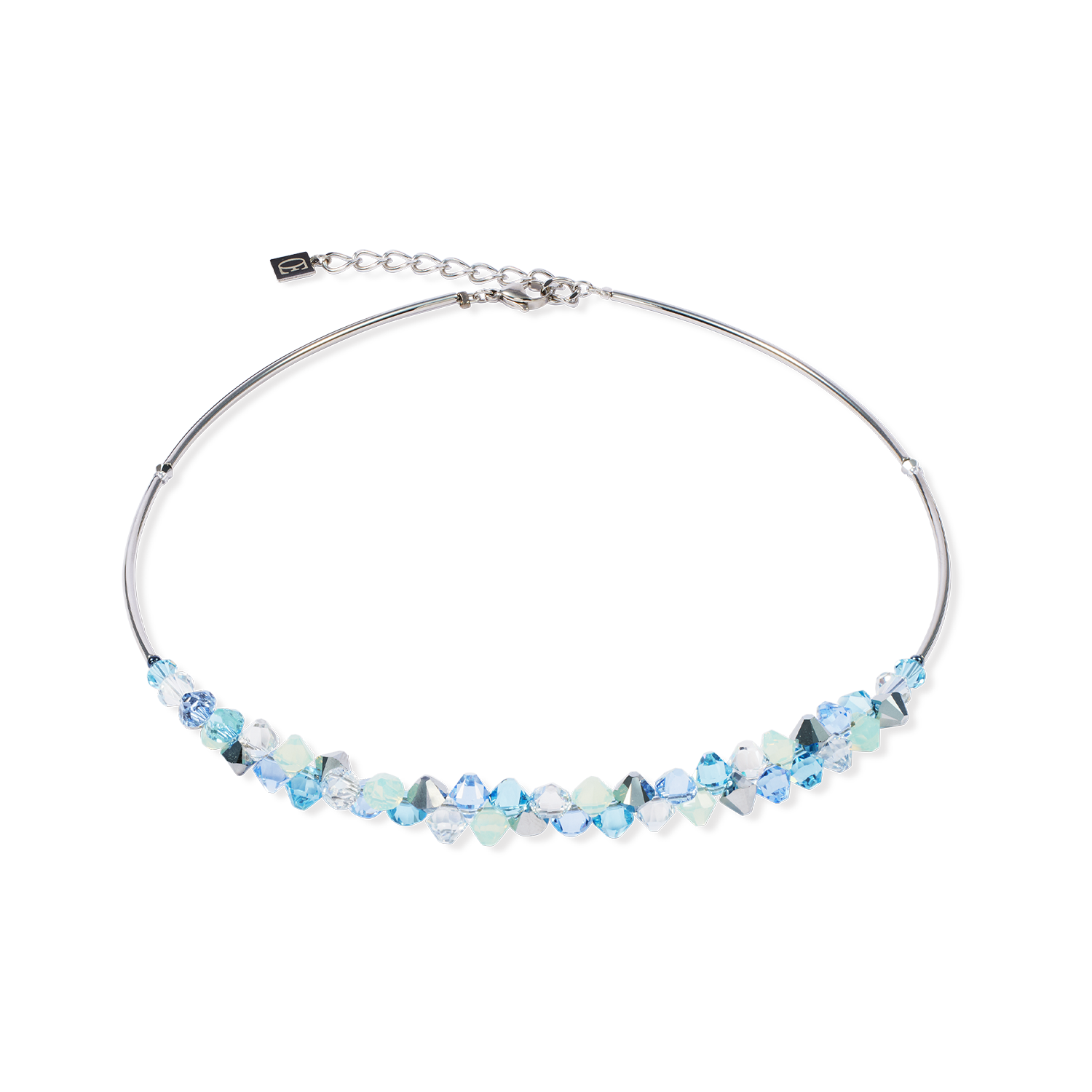 Collier Dancing Crystals argent-bleu