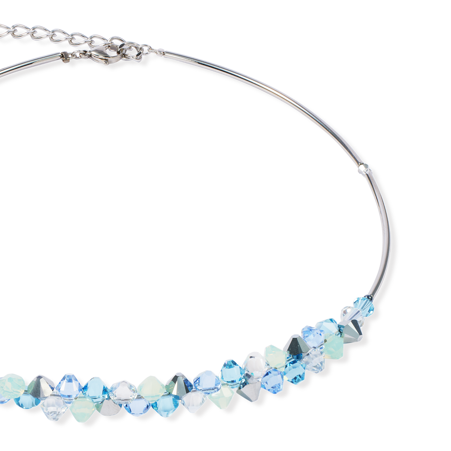 Collier Dancing Crystals argent-bleu