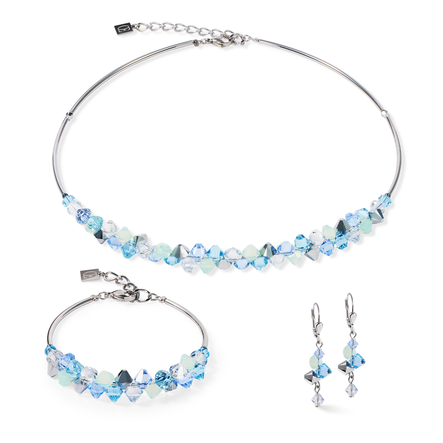 Collier Dancing Crystals argent-bleu