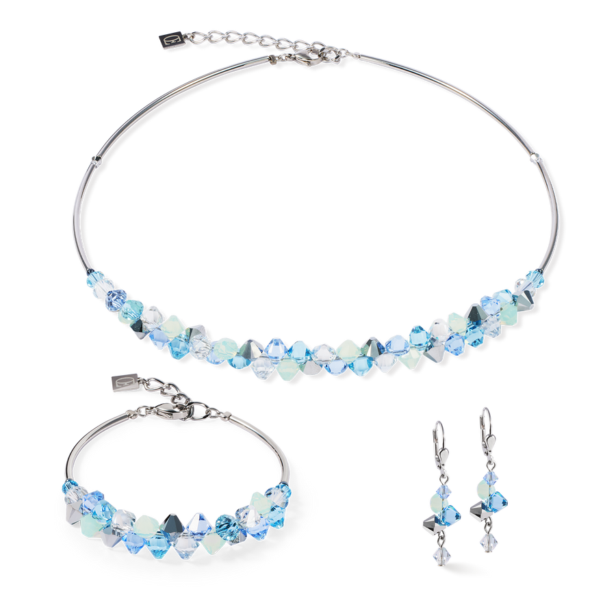 Collier Dancing Crystals argent-bleu