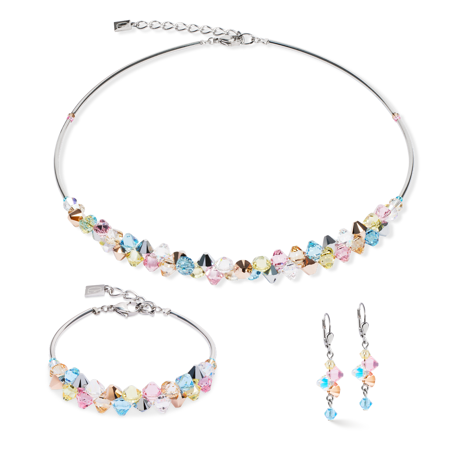 Collier Dancing Crystals argent-pastel
