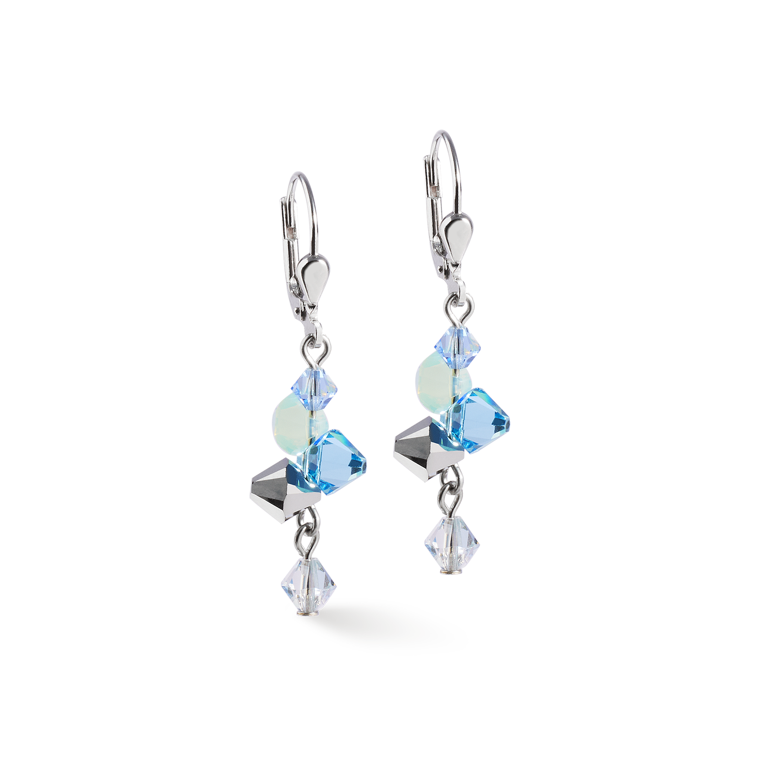 Boucles d'oreilles Dancing Crystals argent-bleu