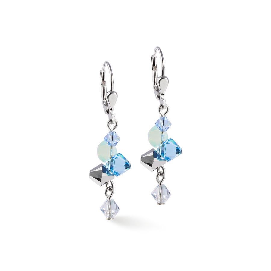 Boucles d'oreilles Dancing Crystals argent-bleu