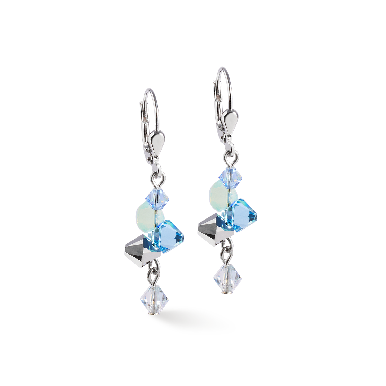 Boucles d'oreilles Dancing Crystals argent-bleu