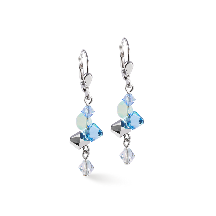 Boucles d'oreilles Dancing Crystals argent-bleu