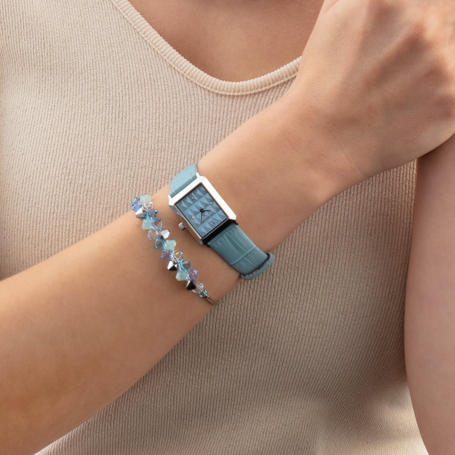 Bracelet Dancing Crystals argent-bleu