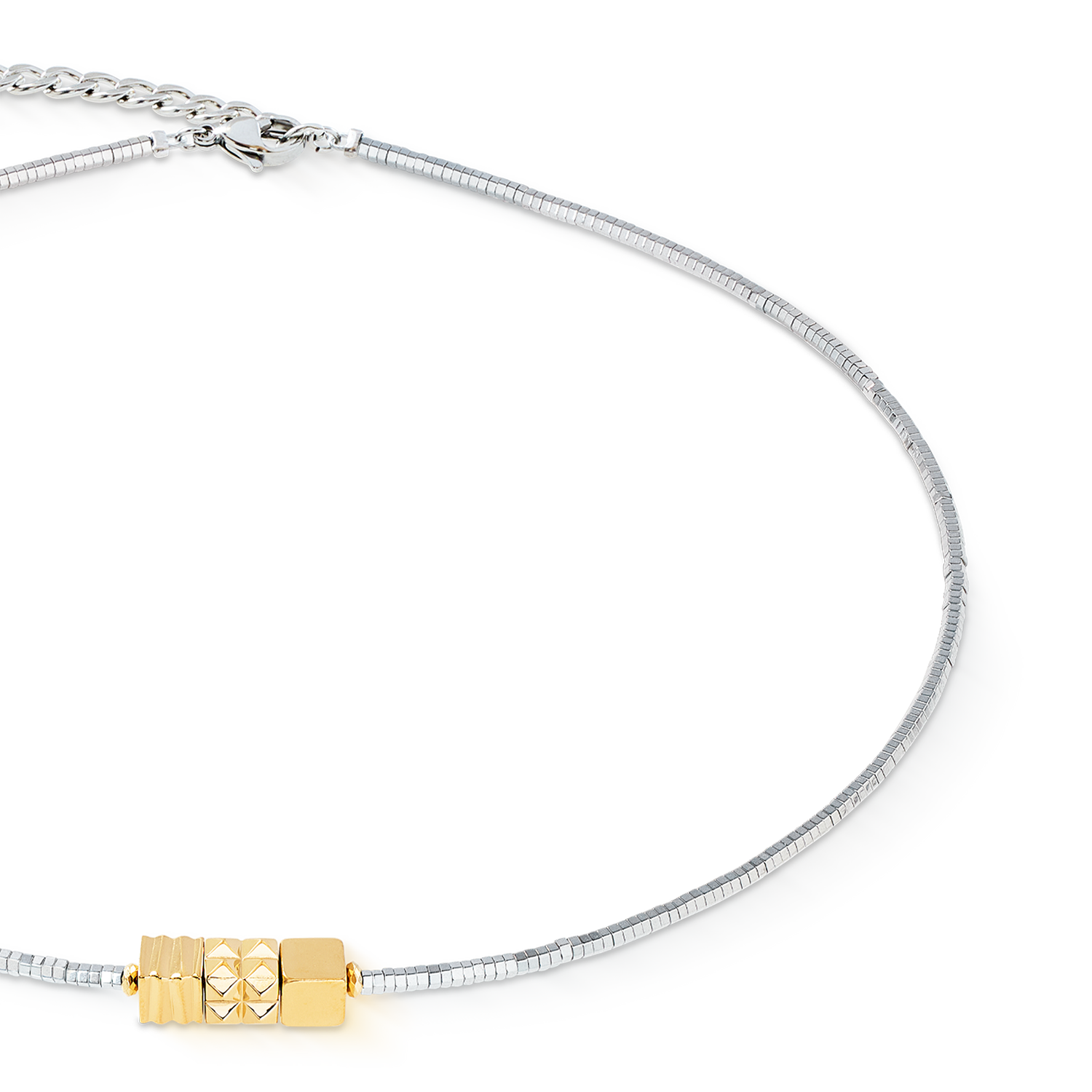 Collier Cube Trio Facets or-argent