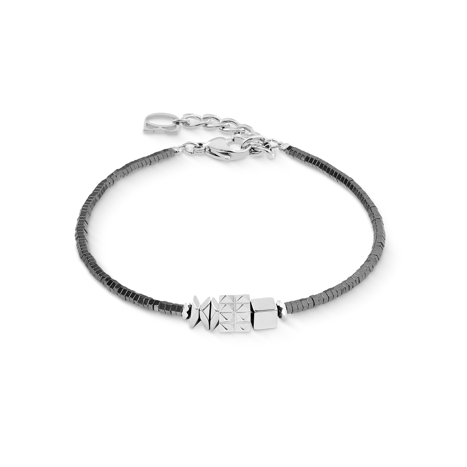 Bracelet Cube Trio Facets argent-gris