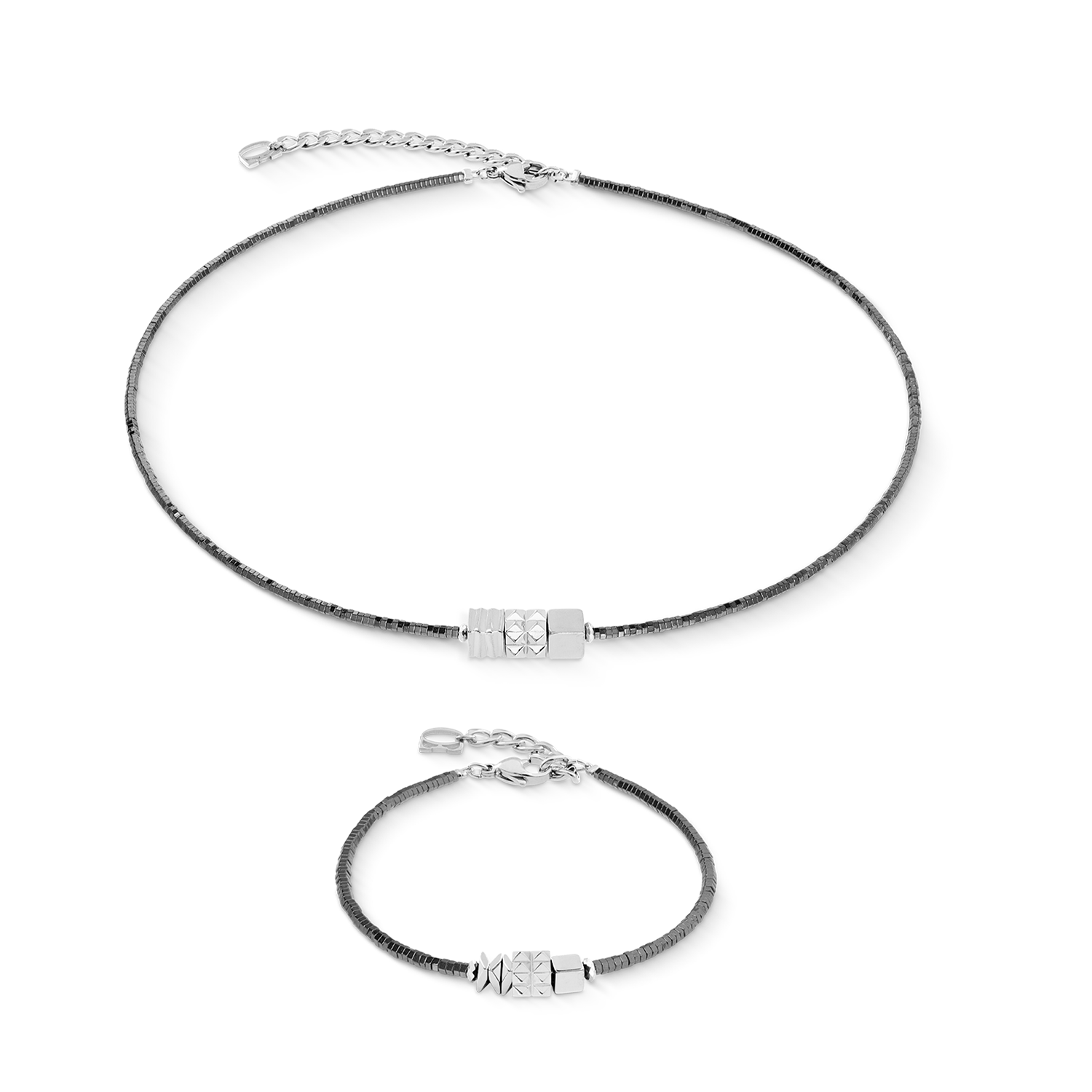 Bracelet Cube Trio Facets argent-gris
