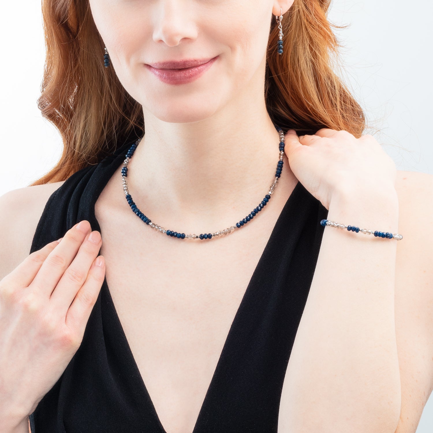 Boucles d'oreilles Rhythm Jade Navy argent