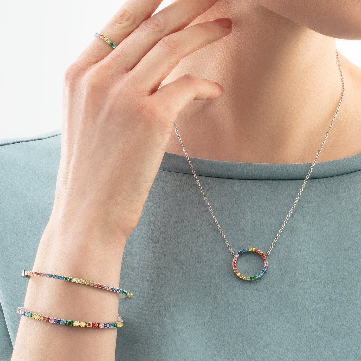 Collier Sparkling Circle argent-multicolore