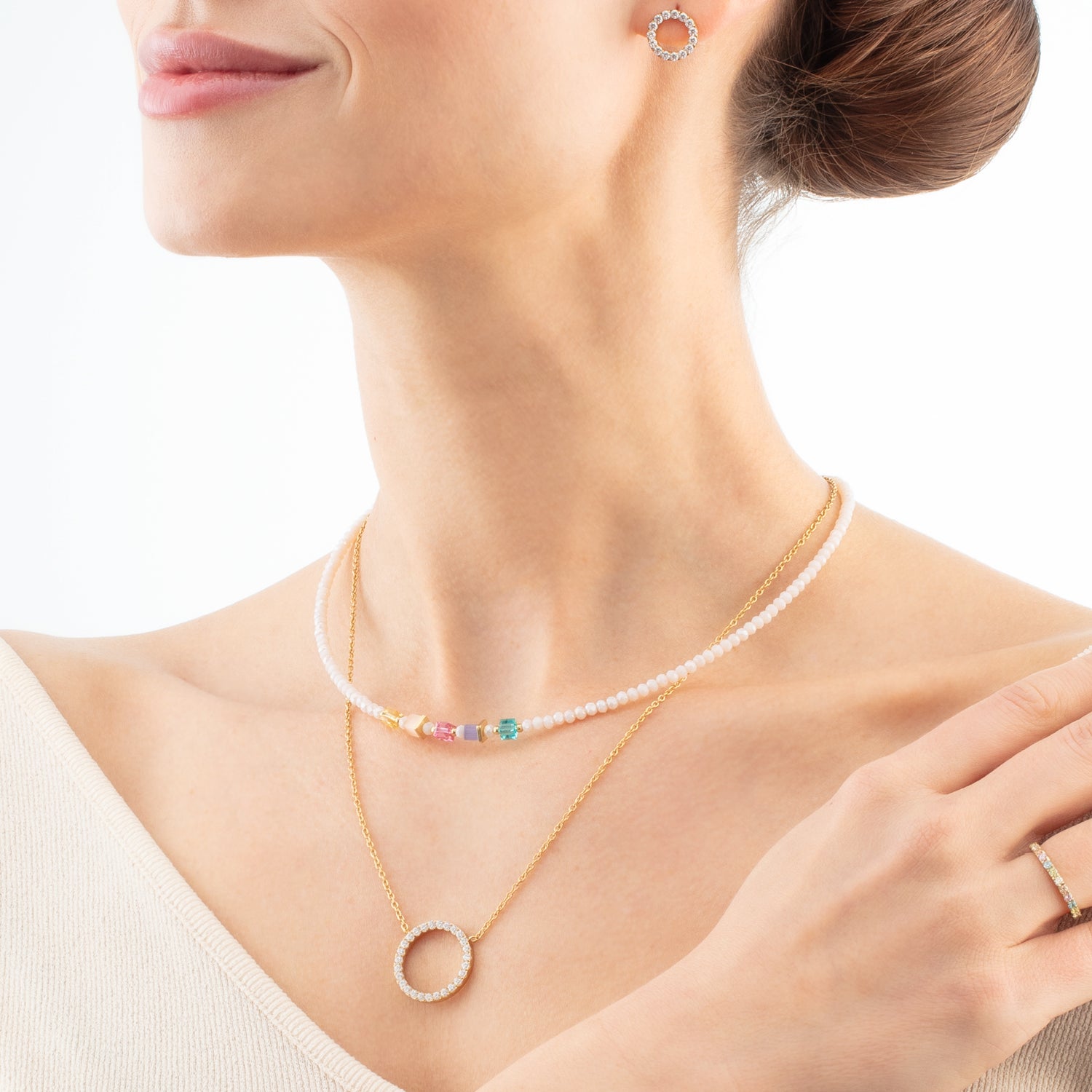 Collier Sparkling Circle or-cristal