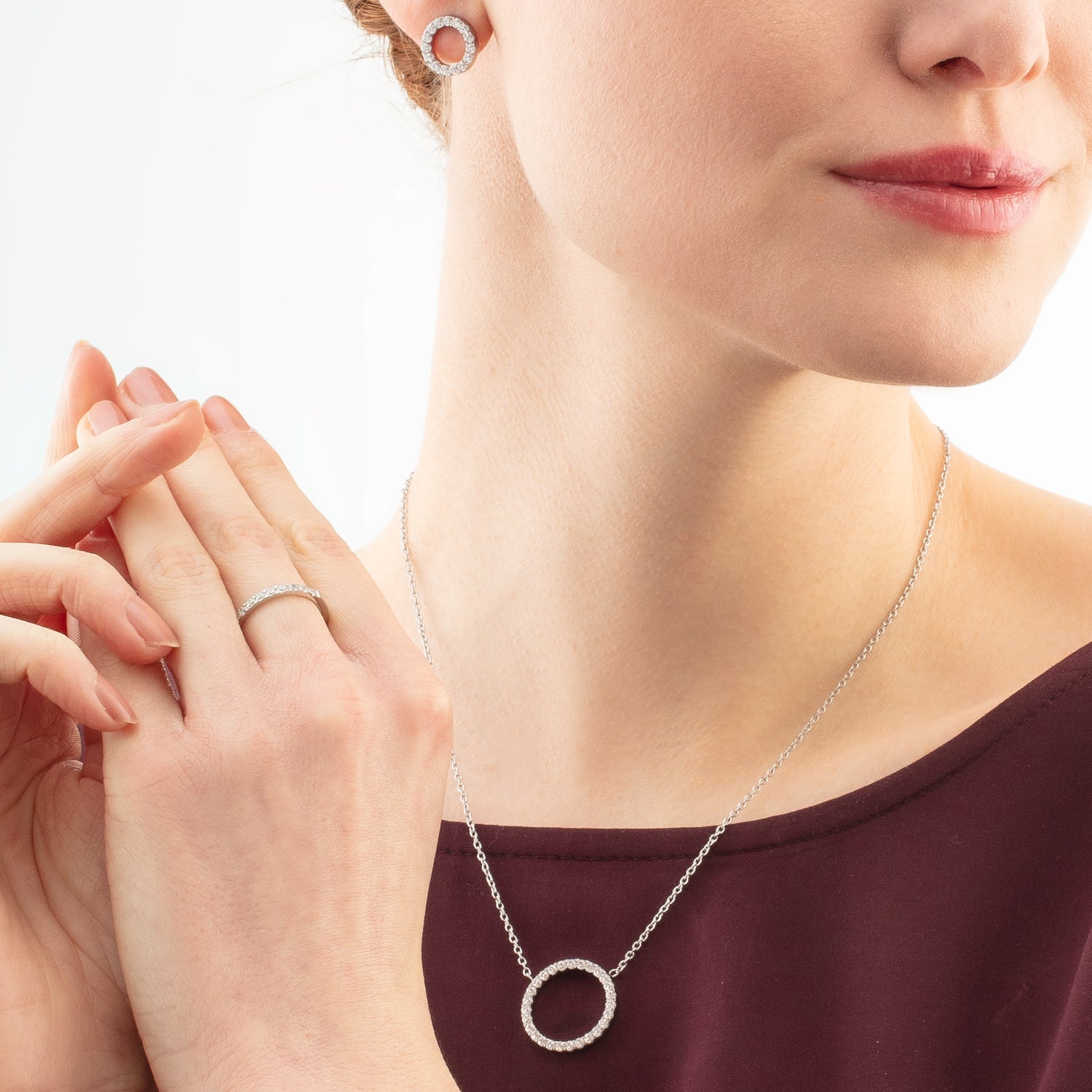 Collier Sparkling Circle argent-cristal