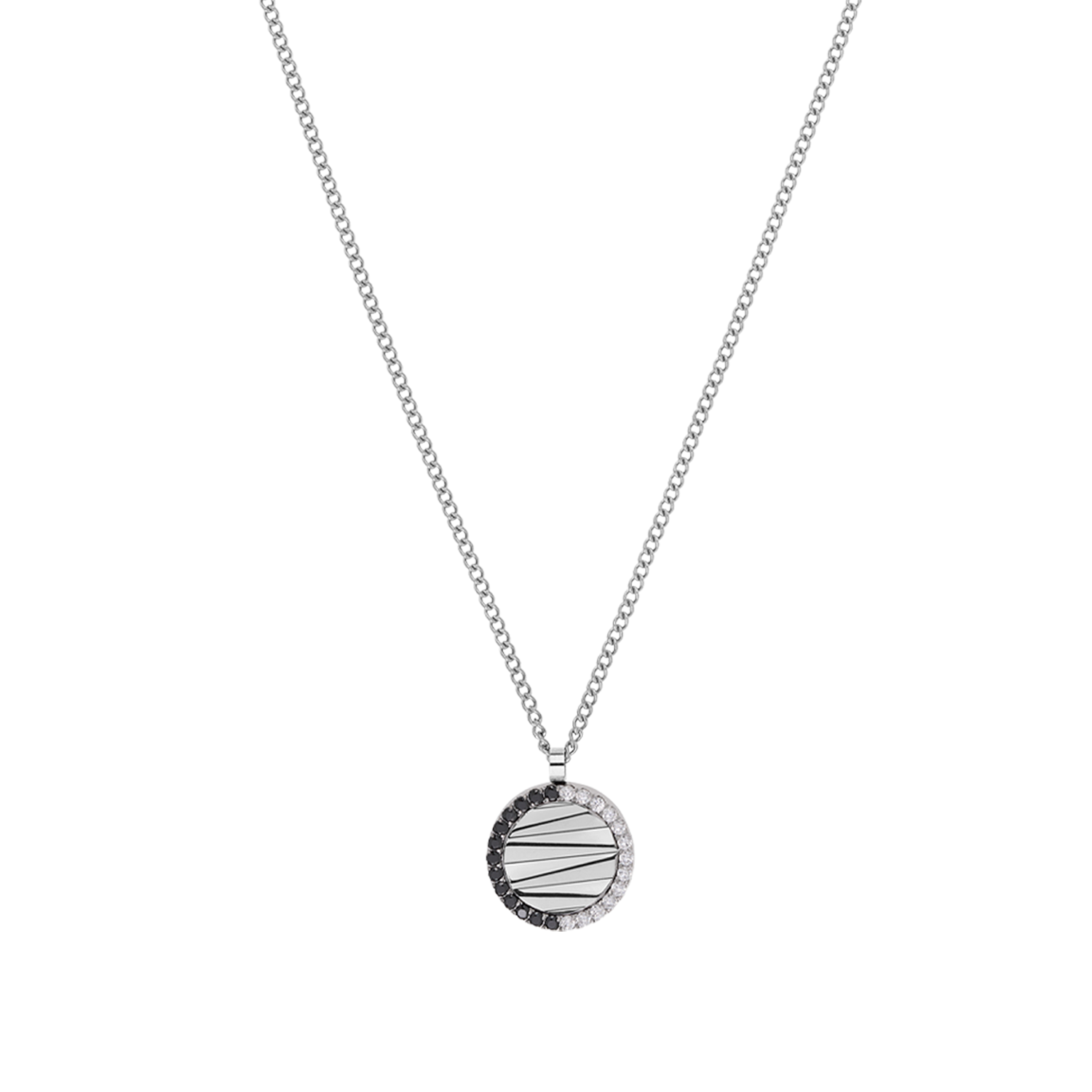 Collier Amulette Mini Waves argent-noir