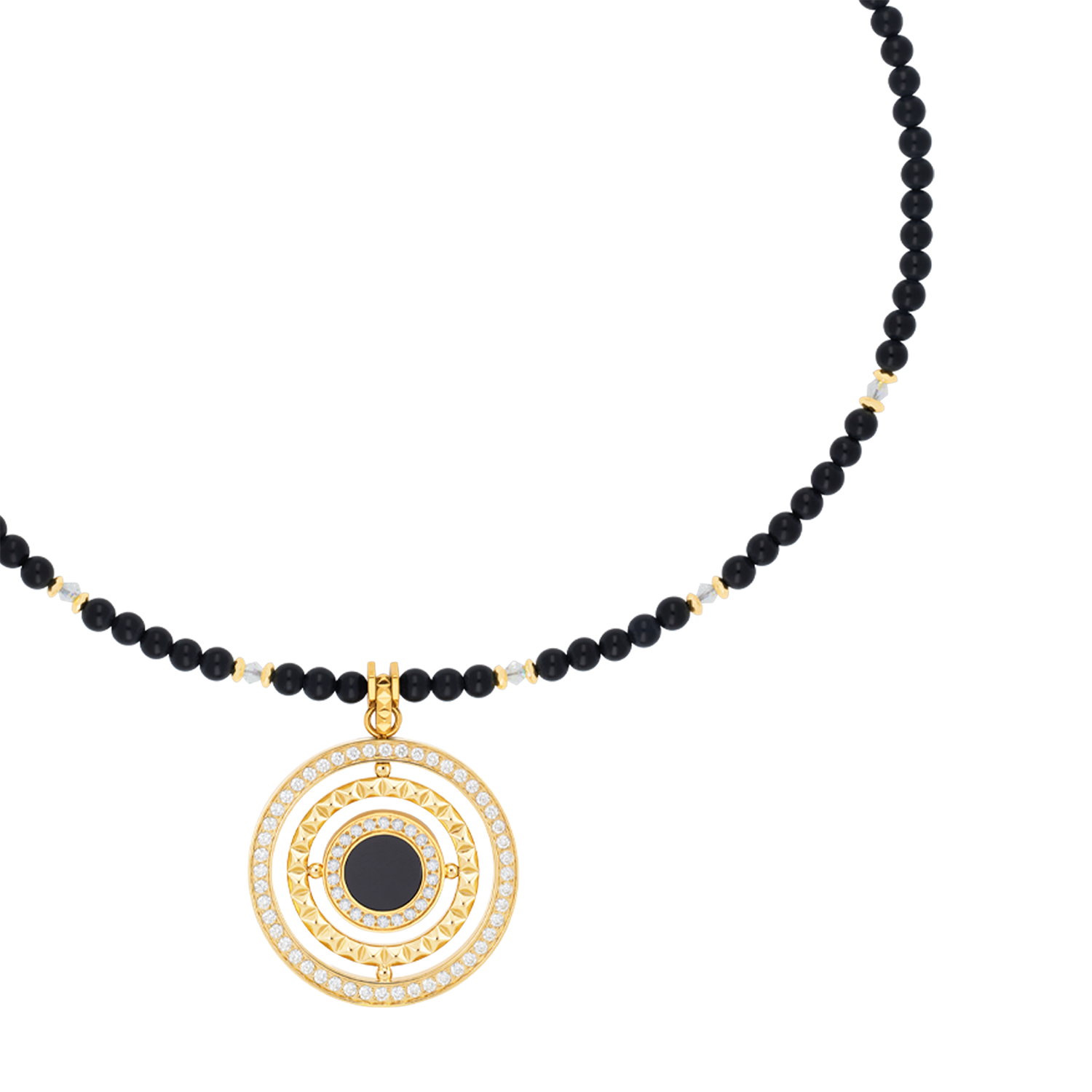Collier Amulette Modern Icon Noir doré