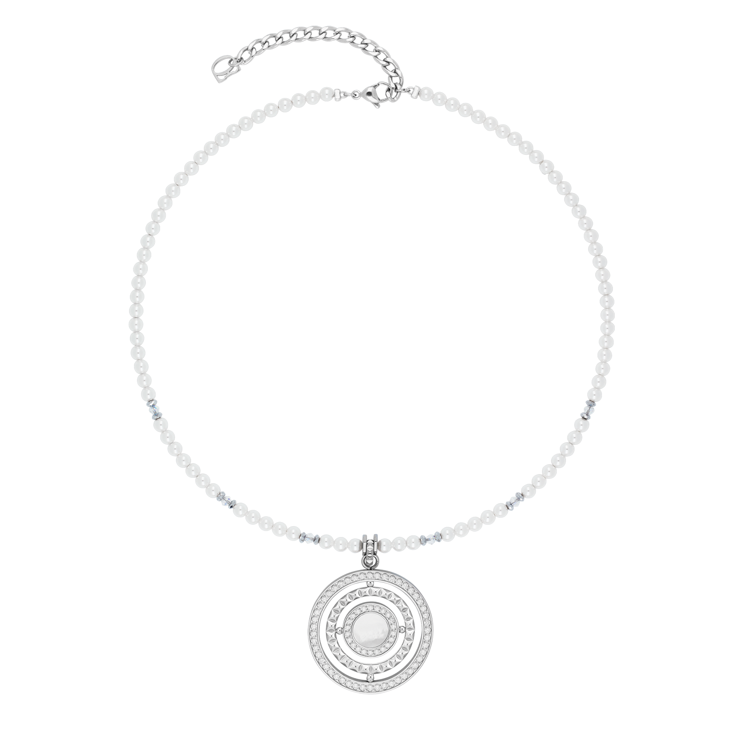 Collier Amulette Modern Icon Pearl argenté