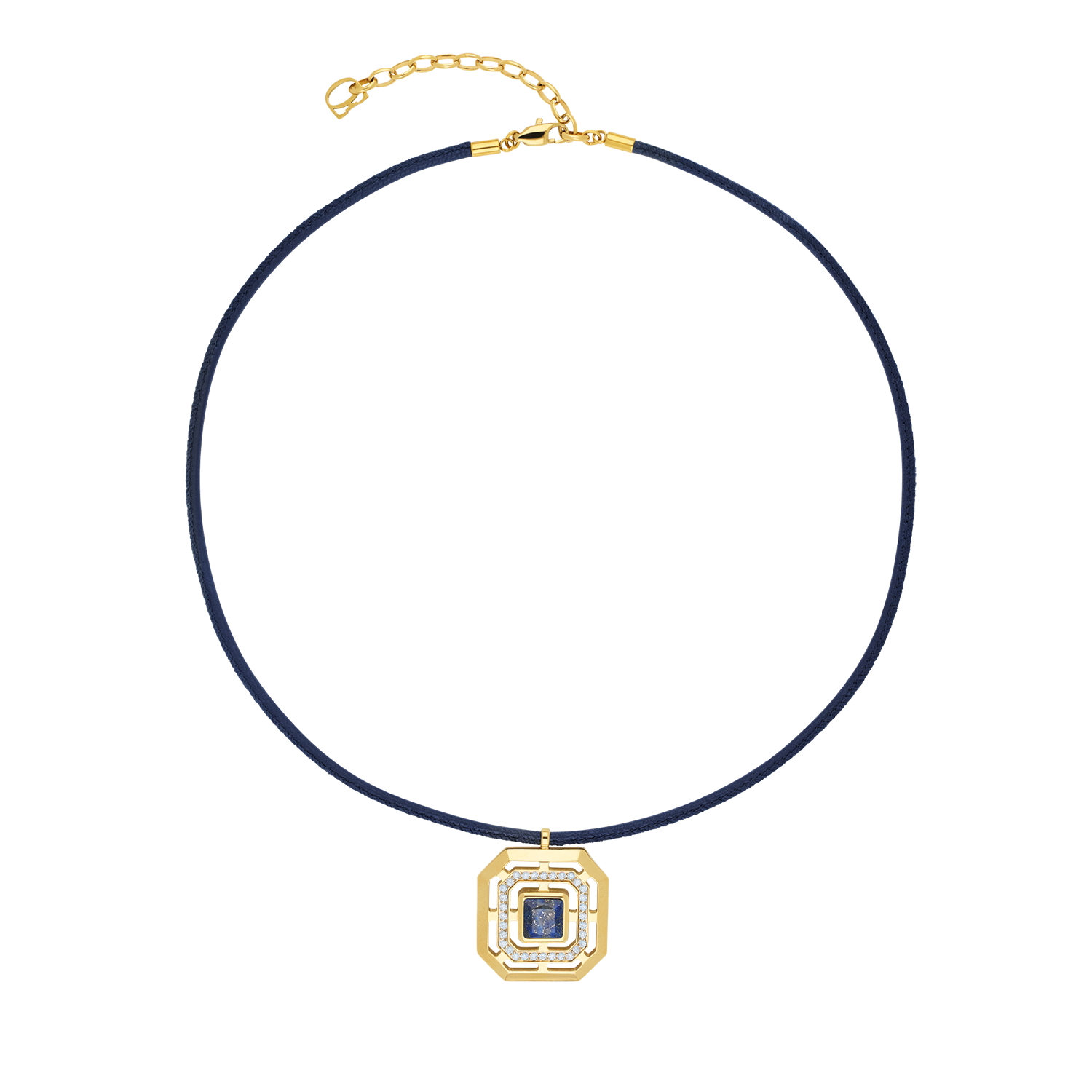 Collier Amulette Icon Frame Soft Lapis doré