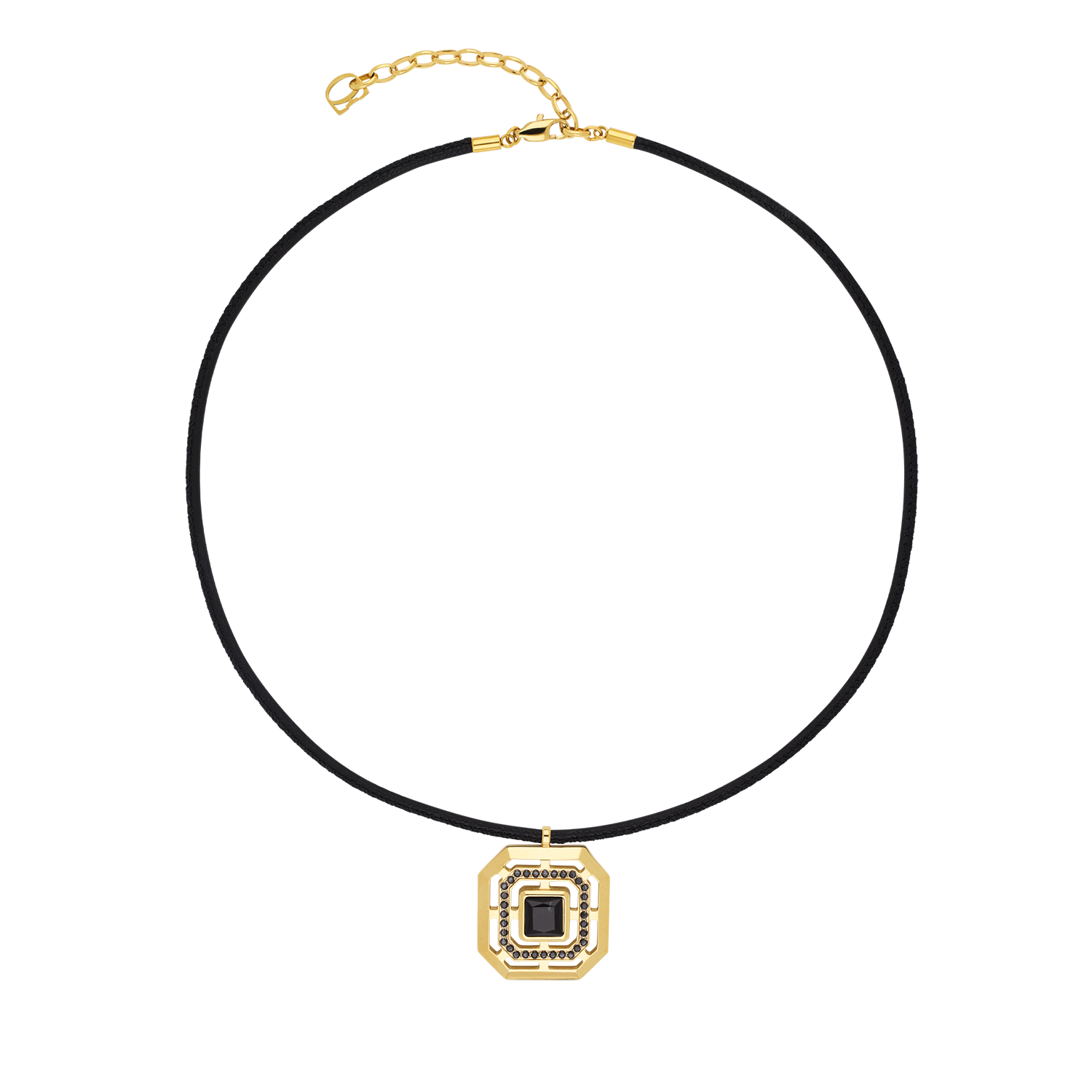 Collier Amulette Icon Frame Soft Noir doré