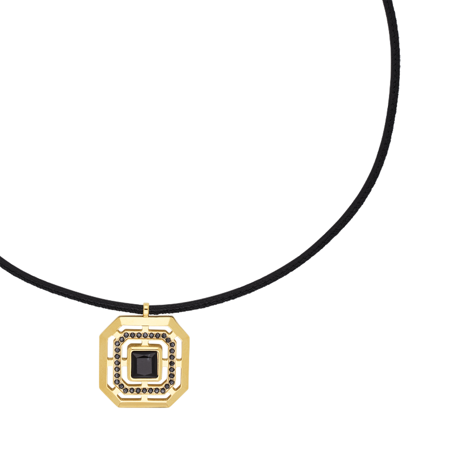Collier Amulette Icon Frame Soft Noir doré