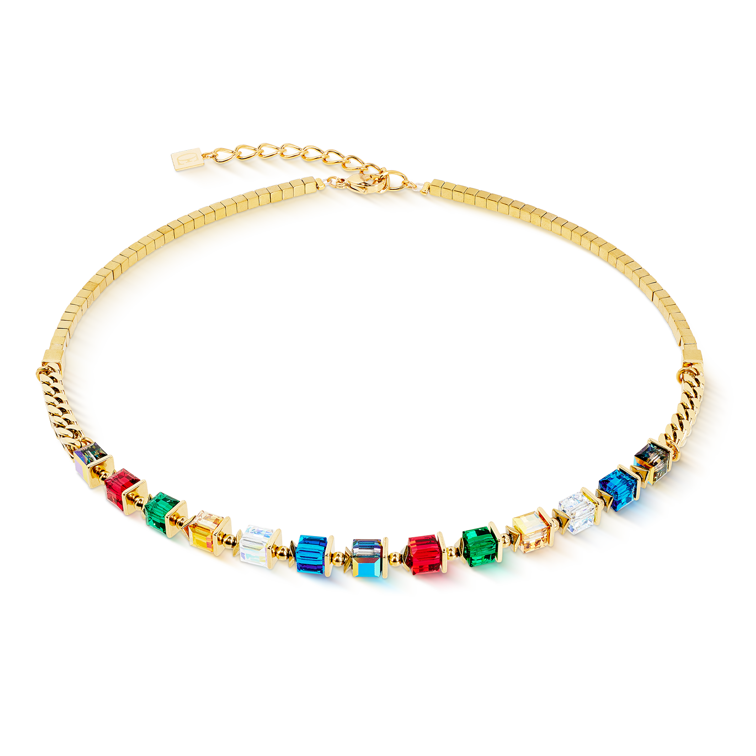 Collier Sparkling Cubes Fusion Chain or-multicolore