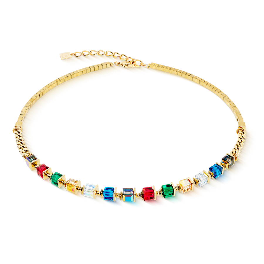 Collier Sparkling Cubes Fusion Chain or-multicolore