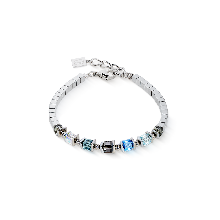 Bracelet Sparkling Cubes Fusion Chain argent-bleu