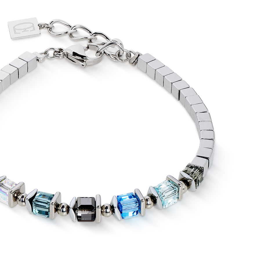 Bracelet Sparkling Cubes Fusion Chain argent-bleu