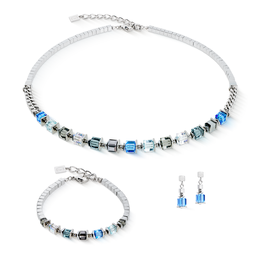Bracelet Sparkling Cubes Fusion Chain argent-bleu
