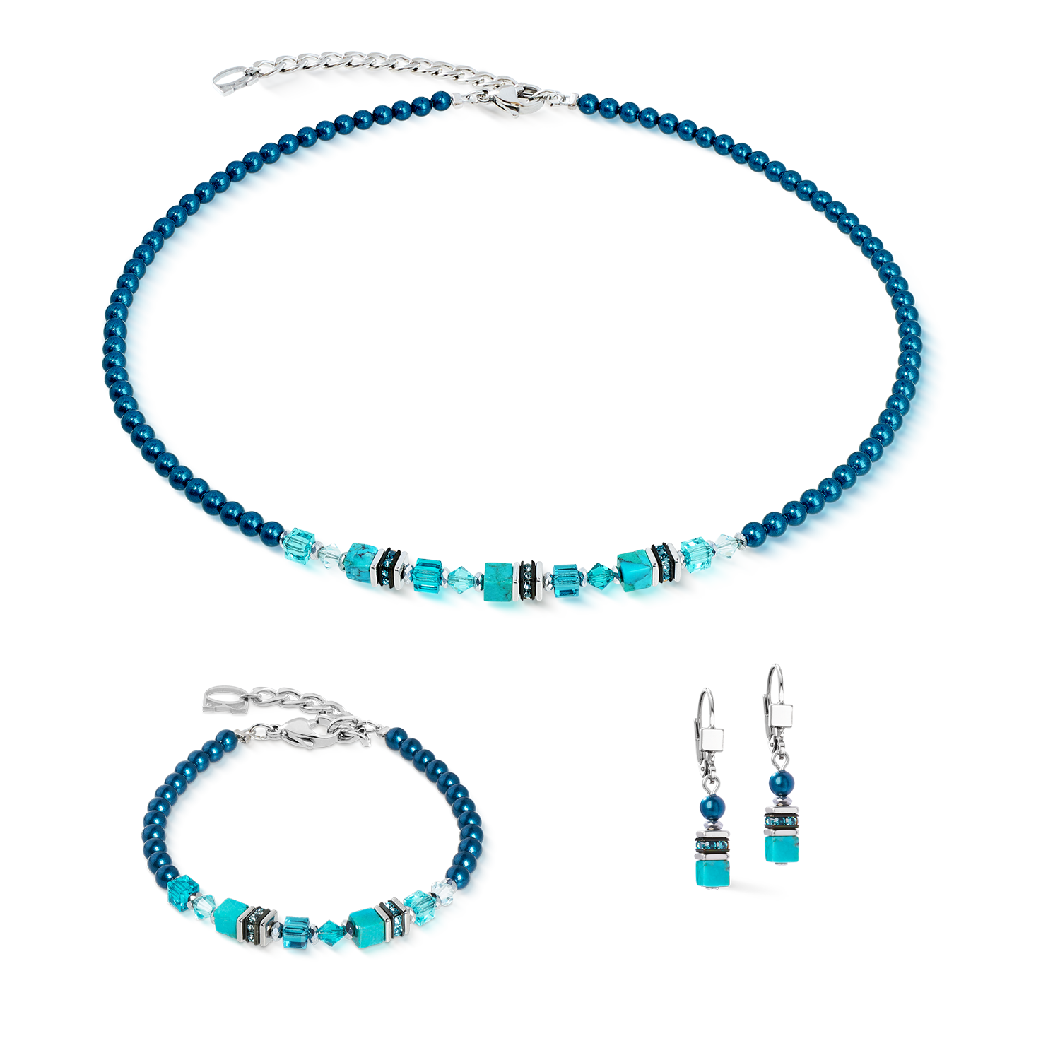 Collier Princess Collier Princess Teal Glow argent – COEUR DE LION (fr)