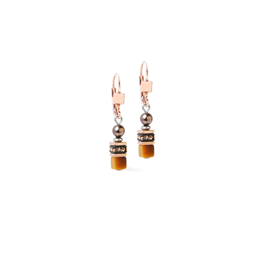 Boucles d'oreilles Princess Earth Glow or rose-marron