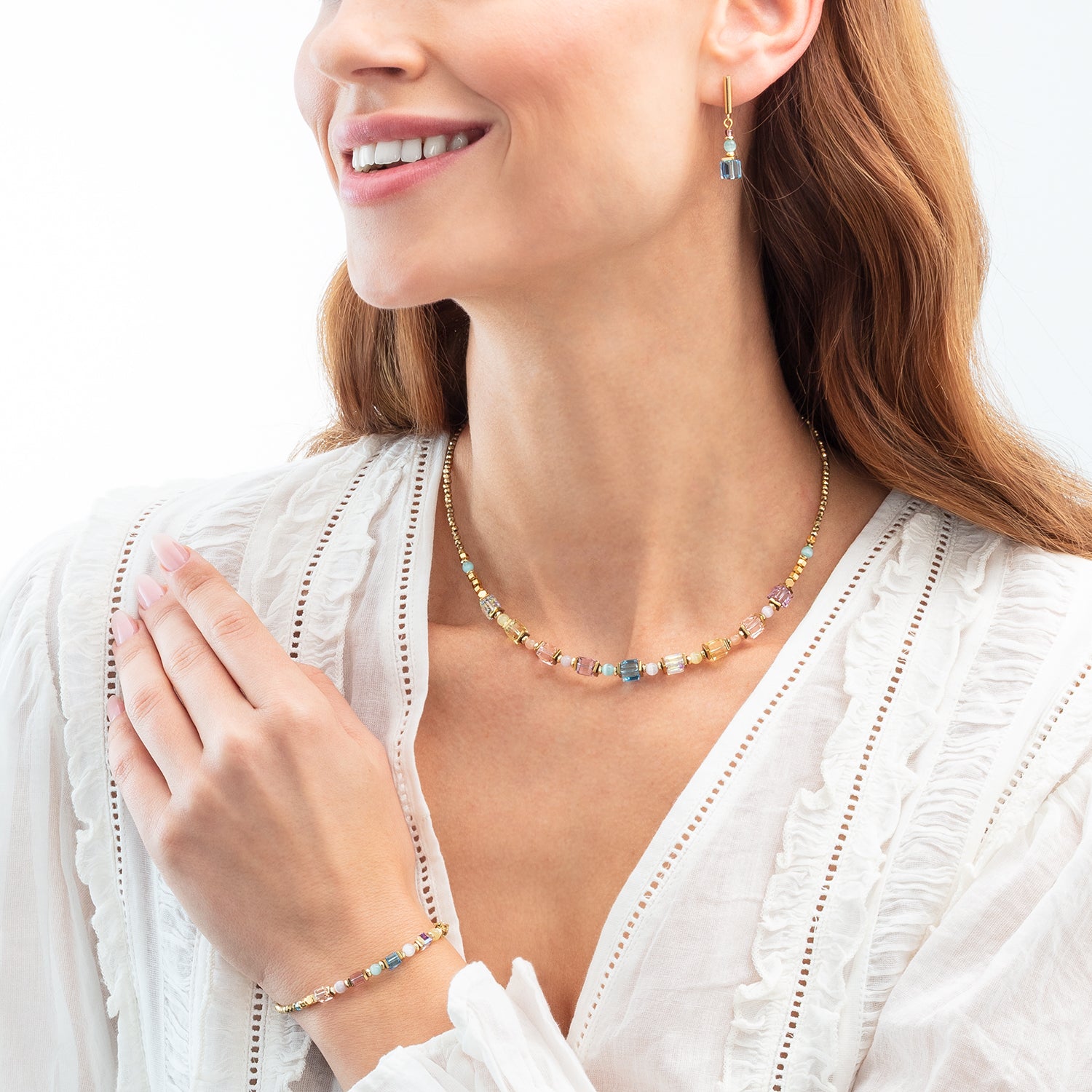 Collier Cube Aura pastel or