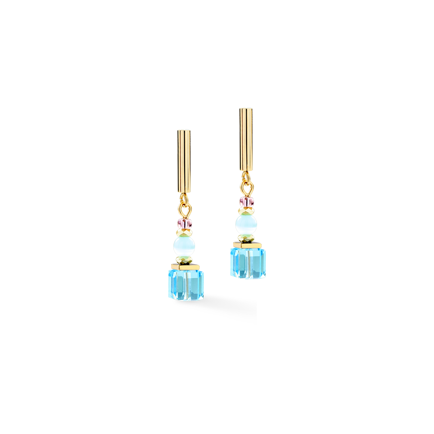 Boucles d'oreilles Cube Aura pastel or