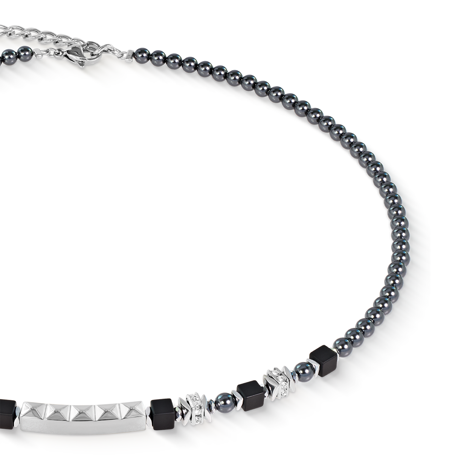 Collier Beads & Pearls Spike Anthracite