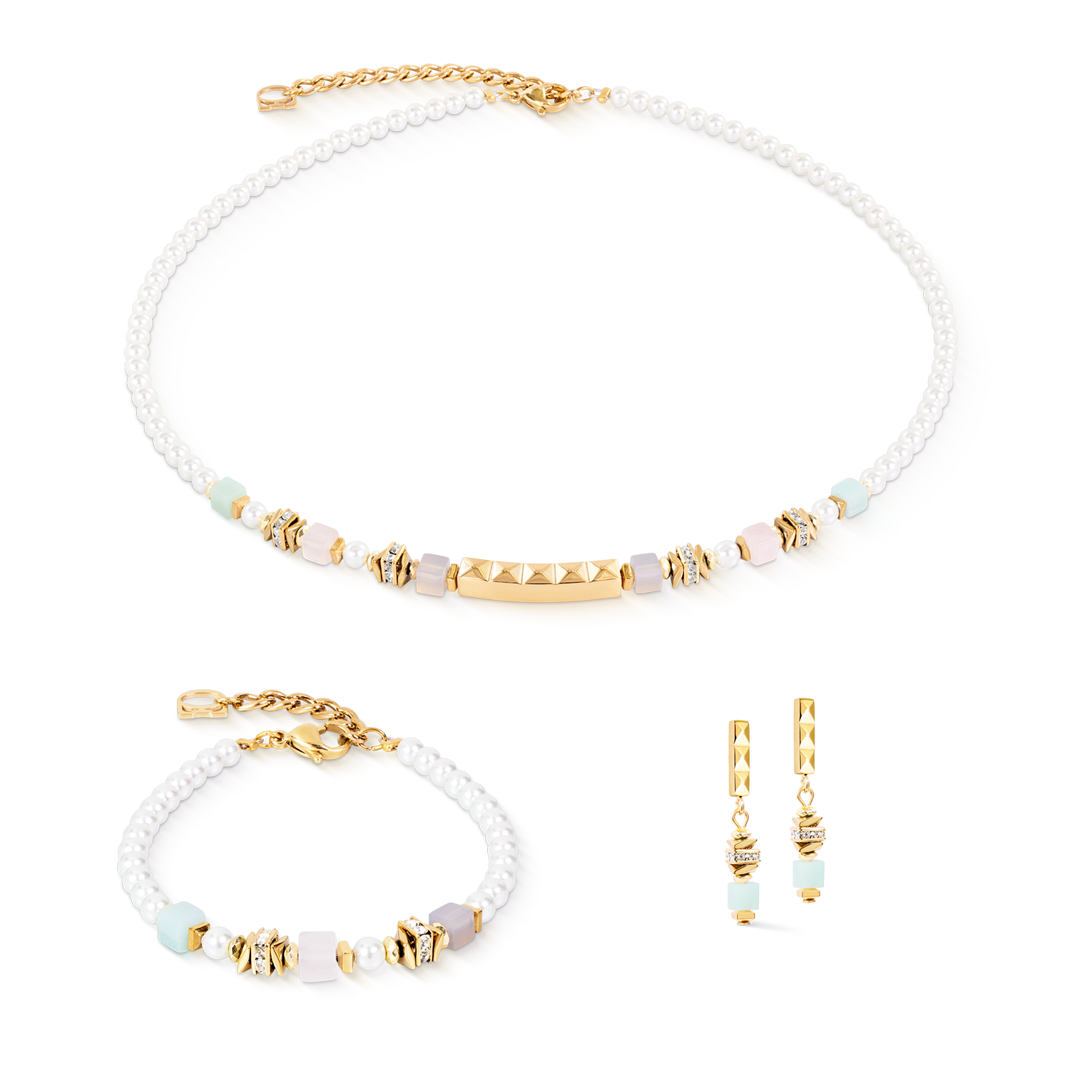 Collier Beads & Pearls Spike Pastel
