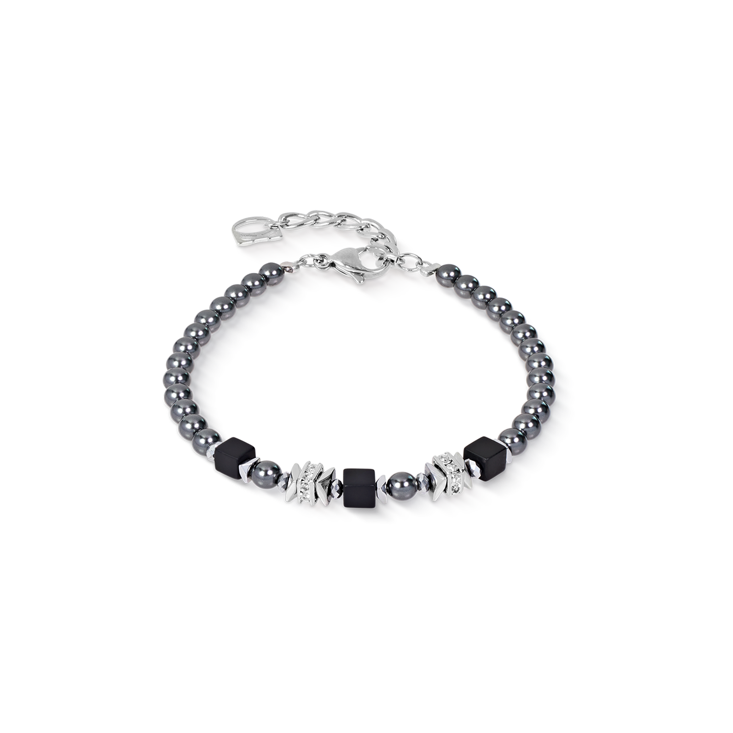 Bracelet Beads & Pearls Spike Anthracite