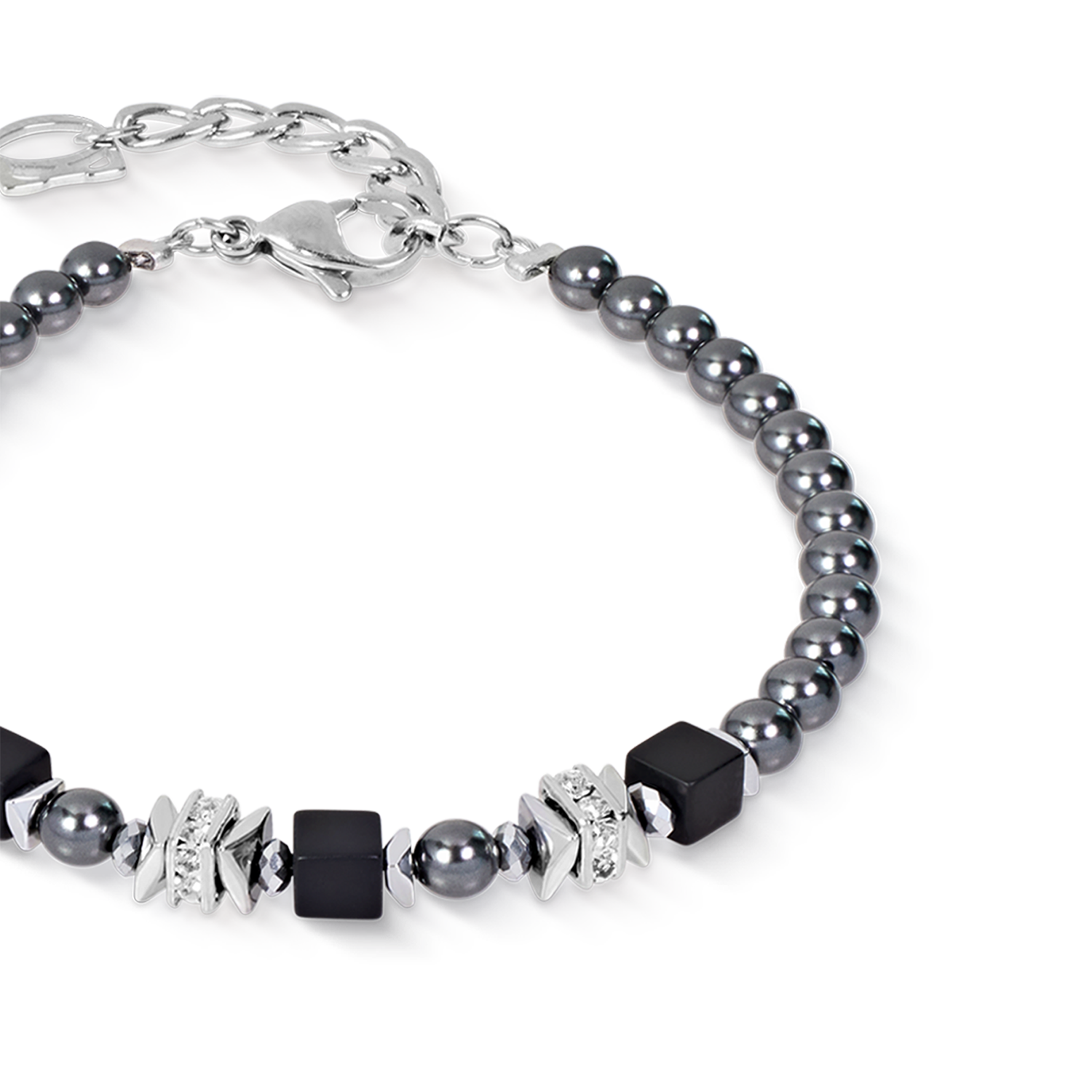 Bracelet Beads & Pearls Spike Anthracite