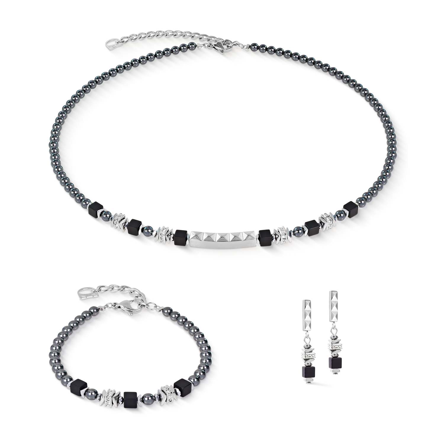 Bracelet Beads & Pearls Spike Anthracite
