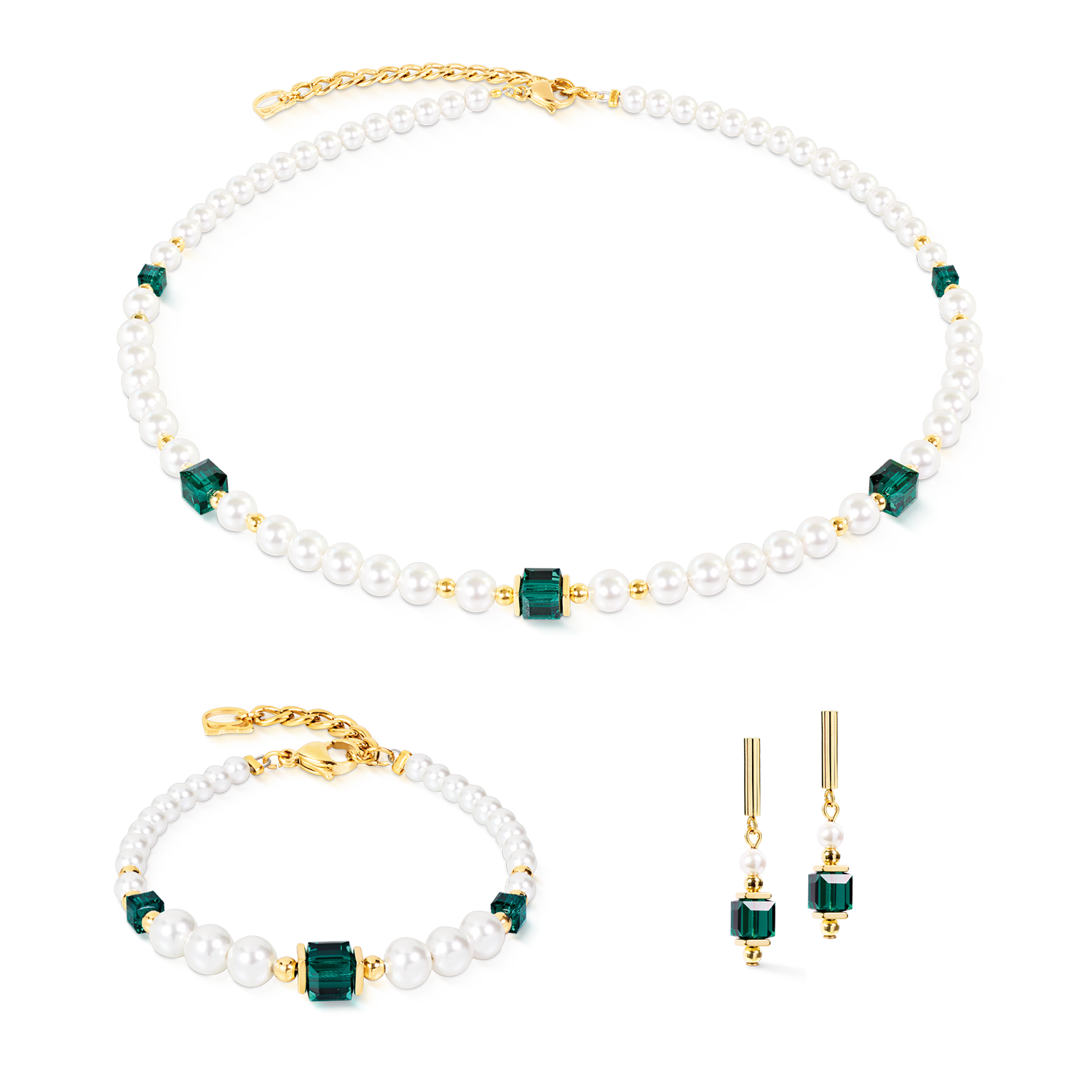 Collier Cocktail Pearls Emerald