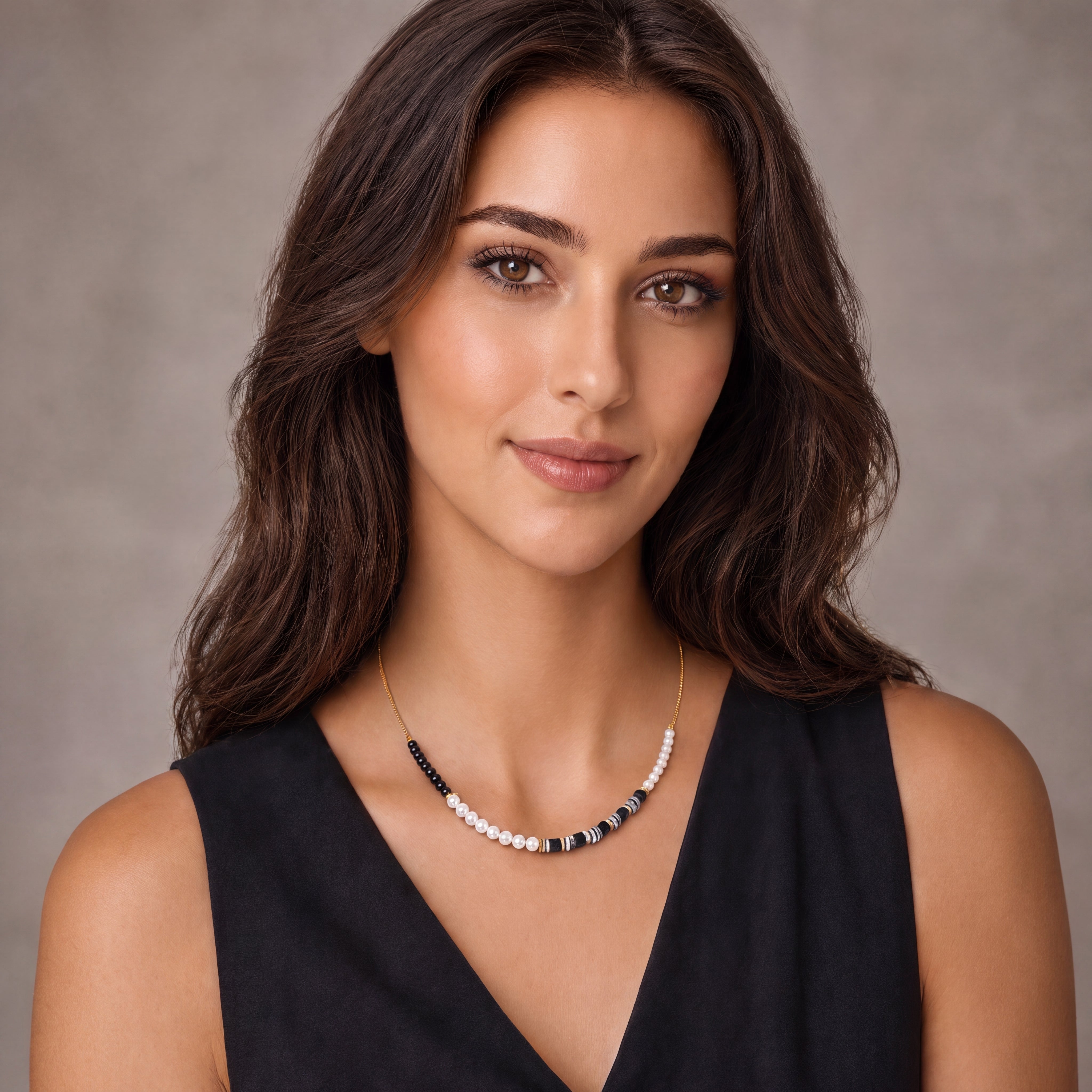 COEUR DE LION Collier Precious Fusion Offset Slider Onyx – sur mannequin