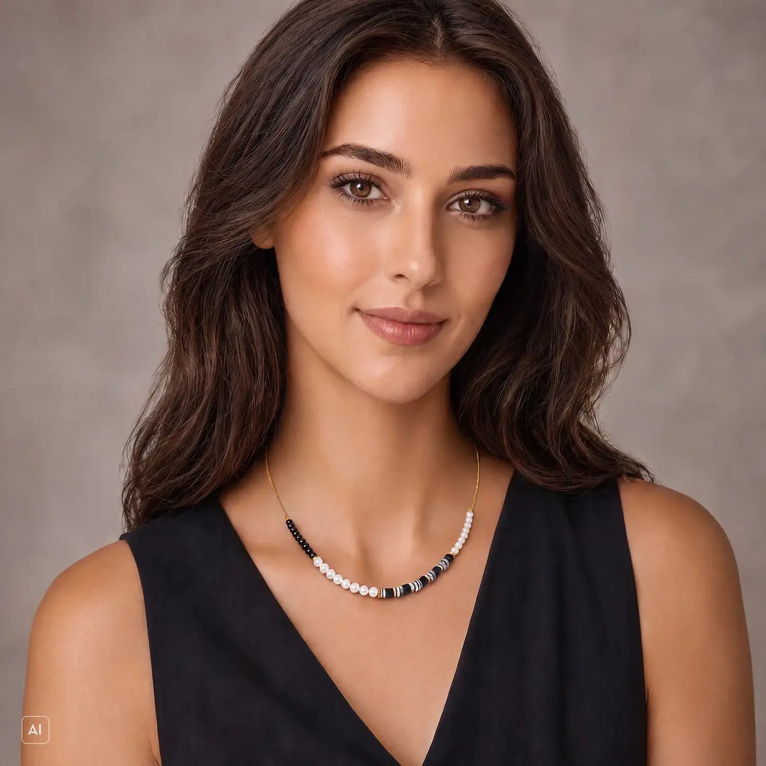 COEUR DE LION Collier Precious Fusion Offset Slider Onyx – sur mannequin