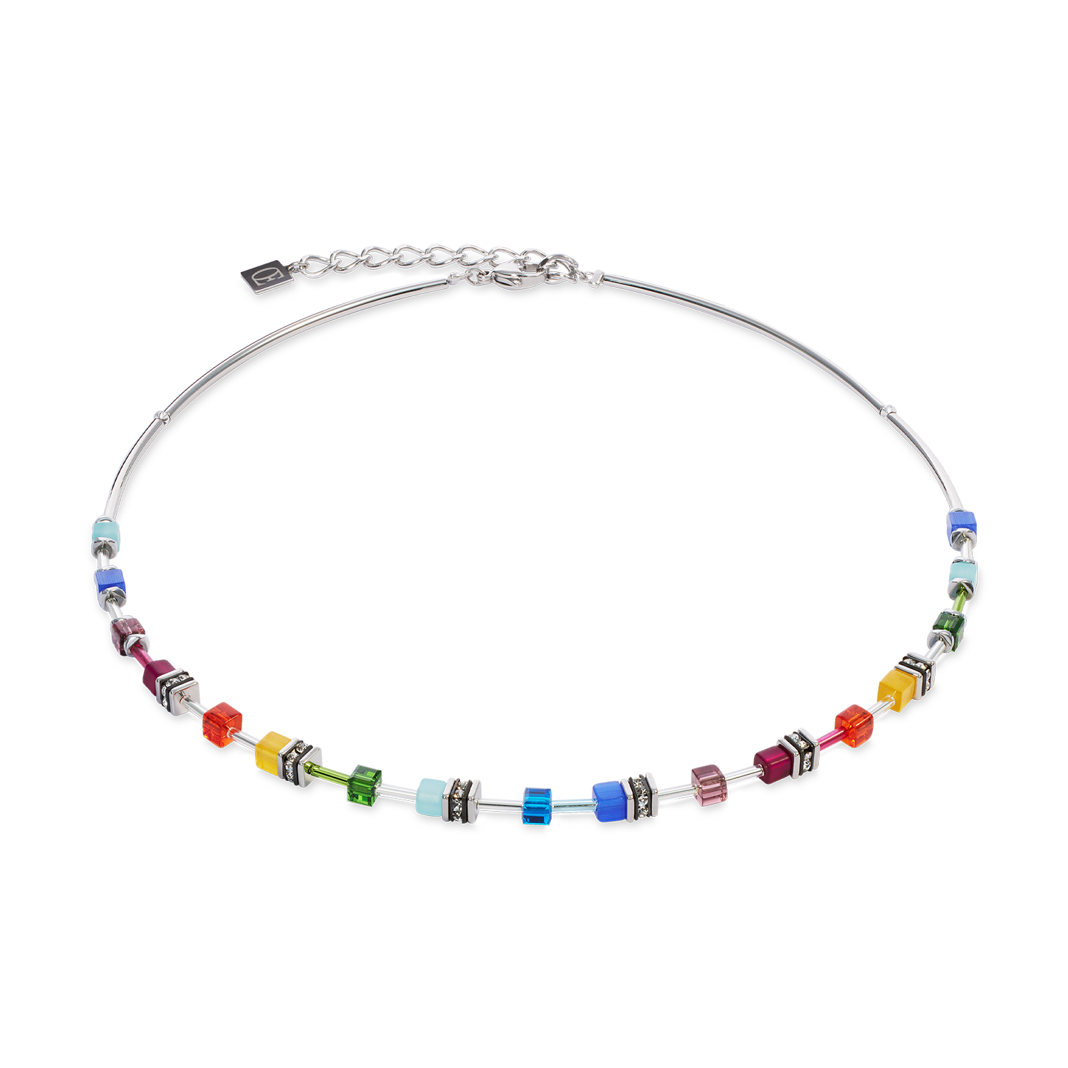 Collier GeoCUBE® Lite Mini Rainbow argent