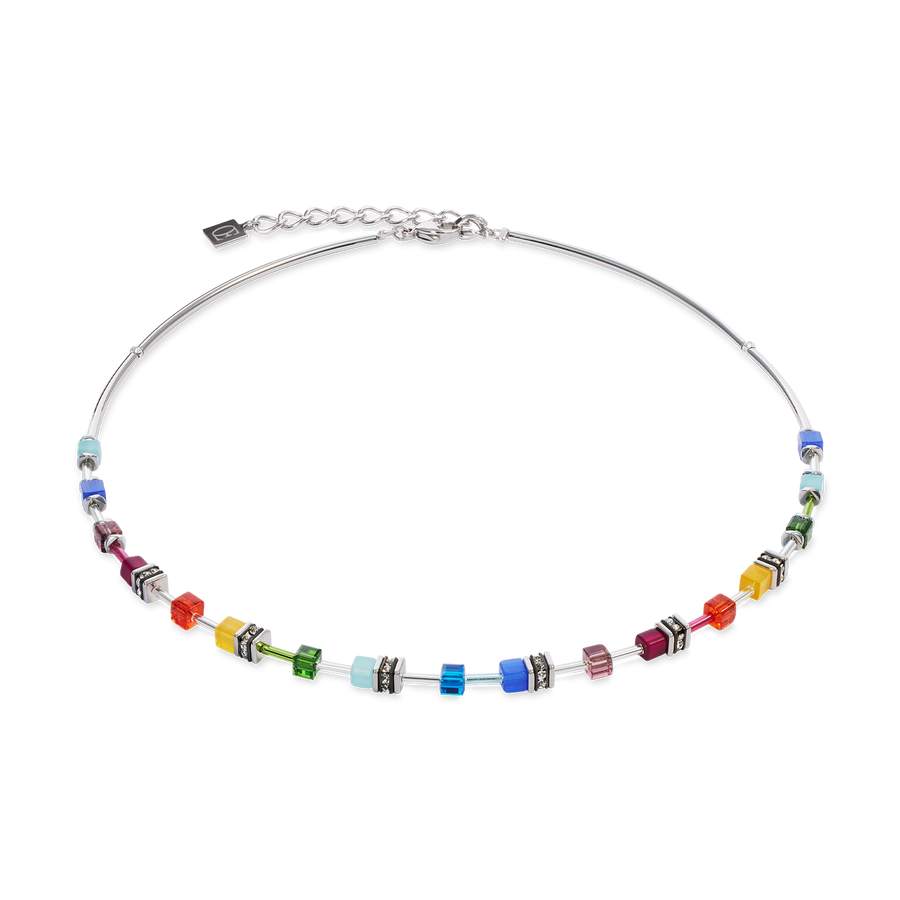 Collier GeoCUBE® Lite Mini Rainbow argent